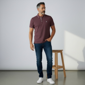 Brown Trim Logo Polo Tee