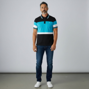Turquoise Stripe Polo Tee